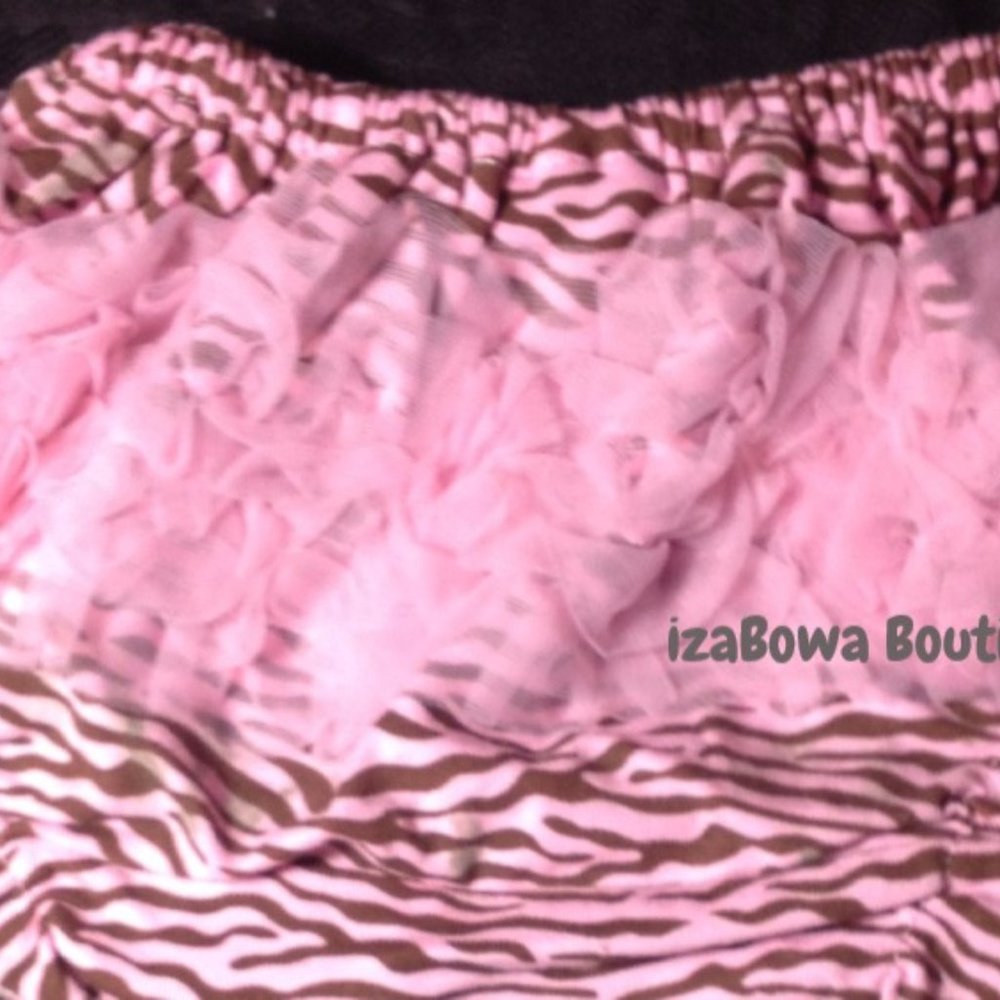 Brown & Pink Zebra Cotton Bloomer - Ruffle Butt  (2)  BPBL   NWT Boutique
